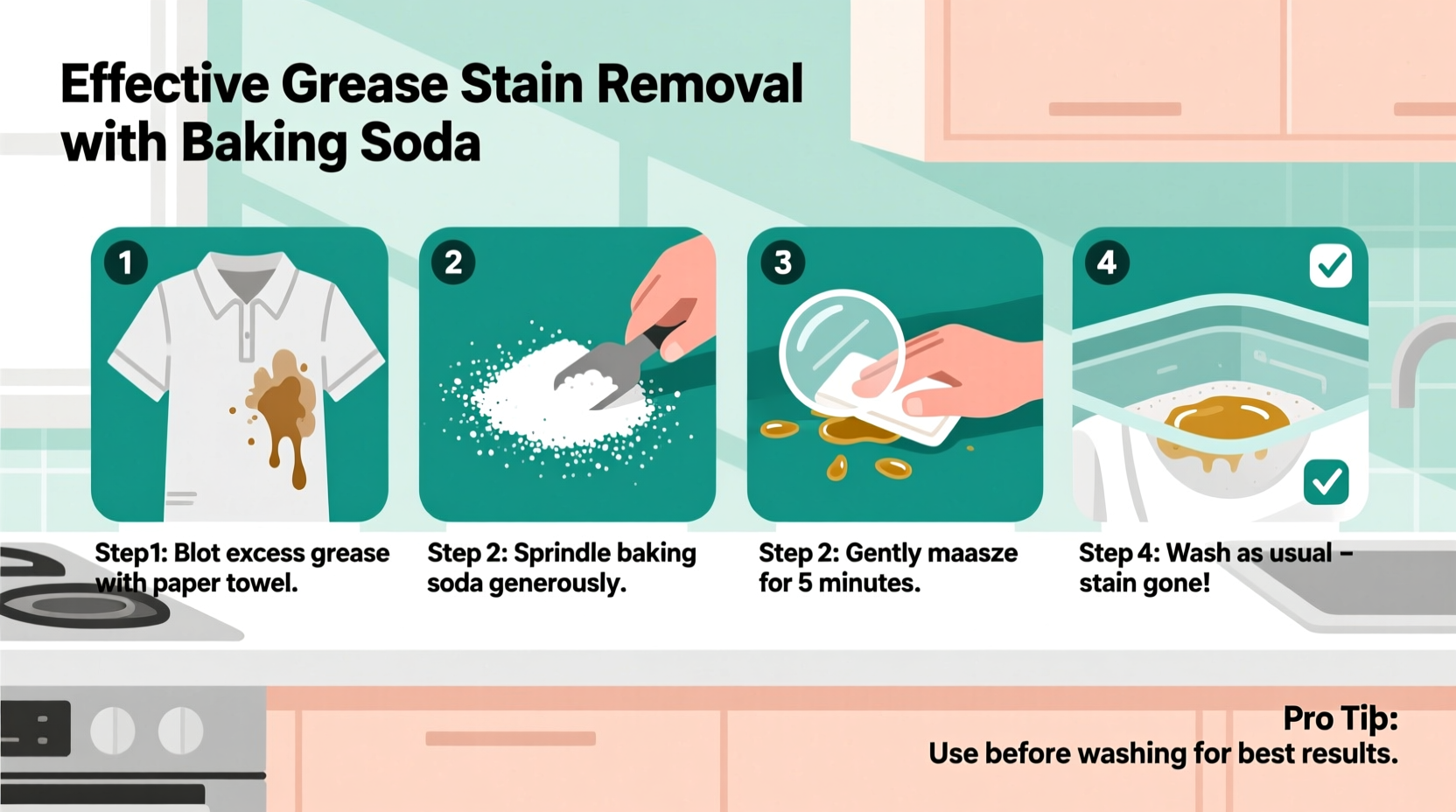 effective ways to remove grease stains from clothes using baking soda at home