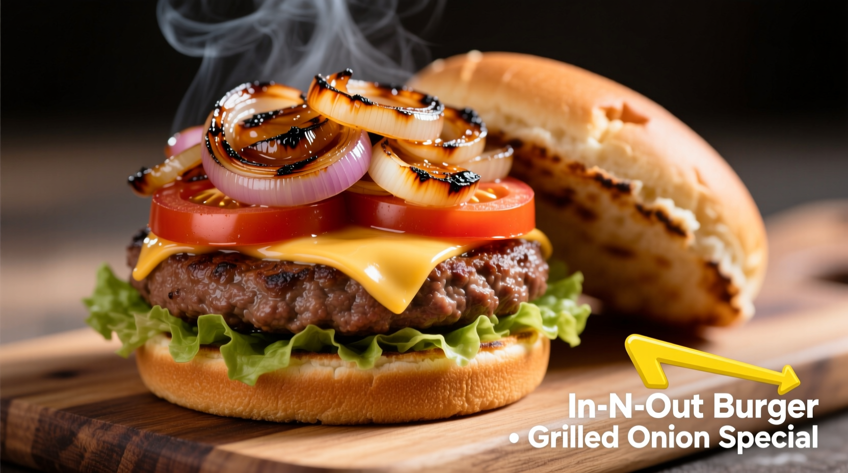 In-N-Out burger with caramelized grilled onions