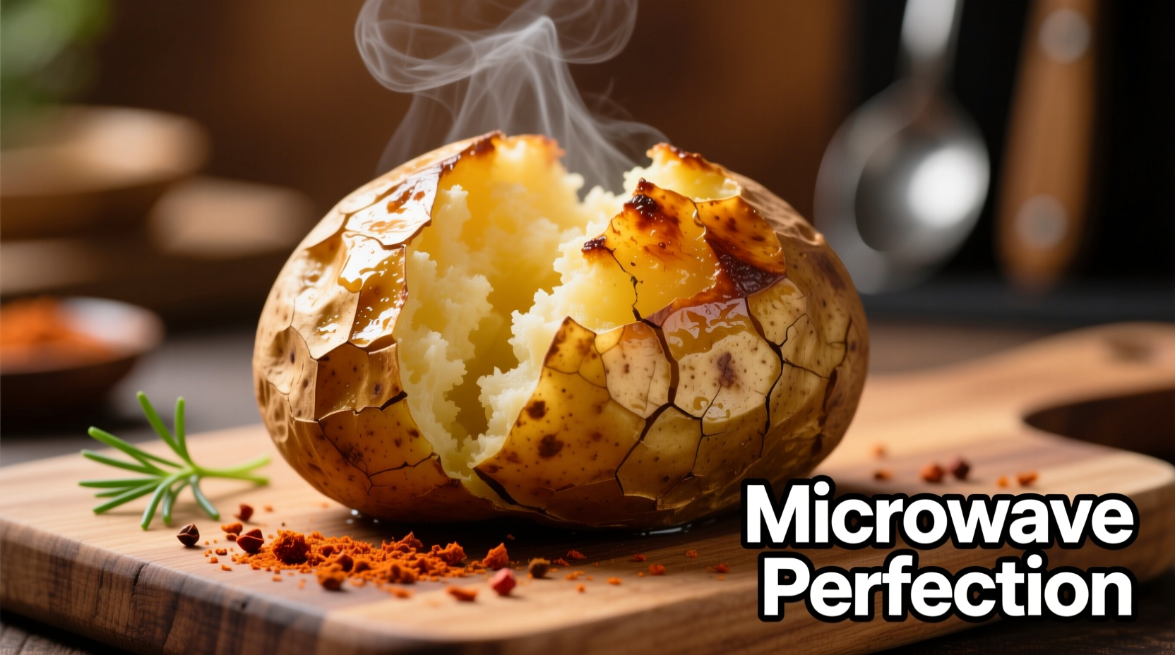Perfectly cooked fluffy microwave baked potato