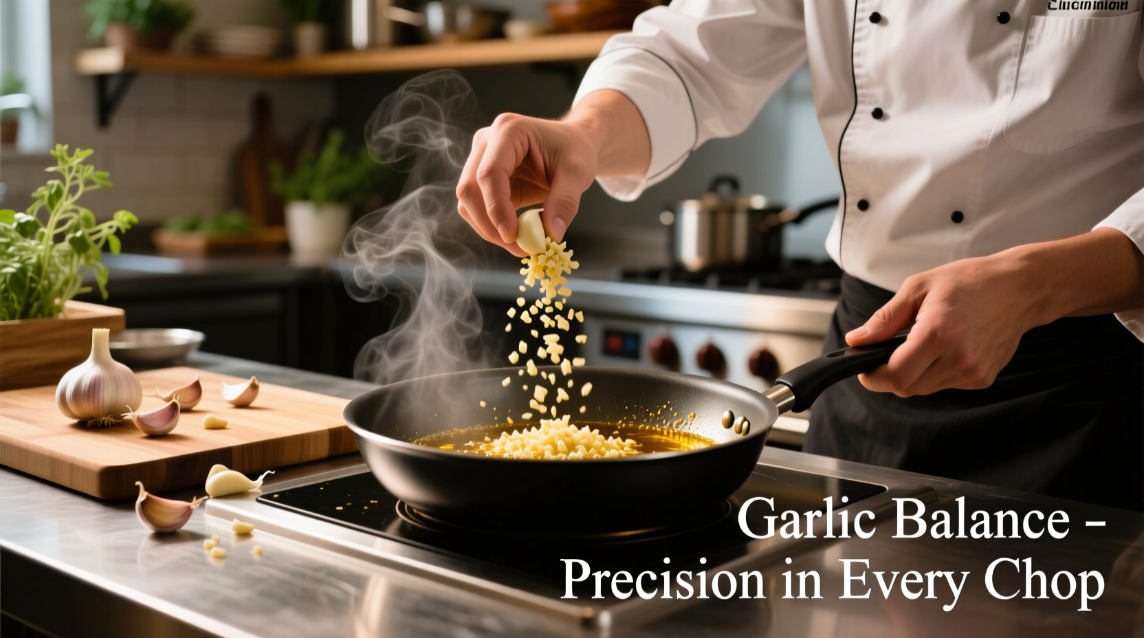 Chef adjusting garlic levels in cooking