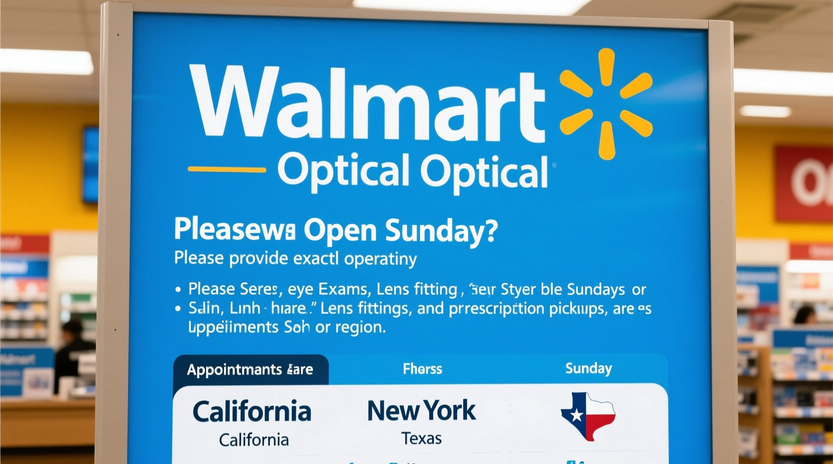 is walmart optical open on sunday