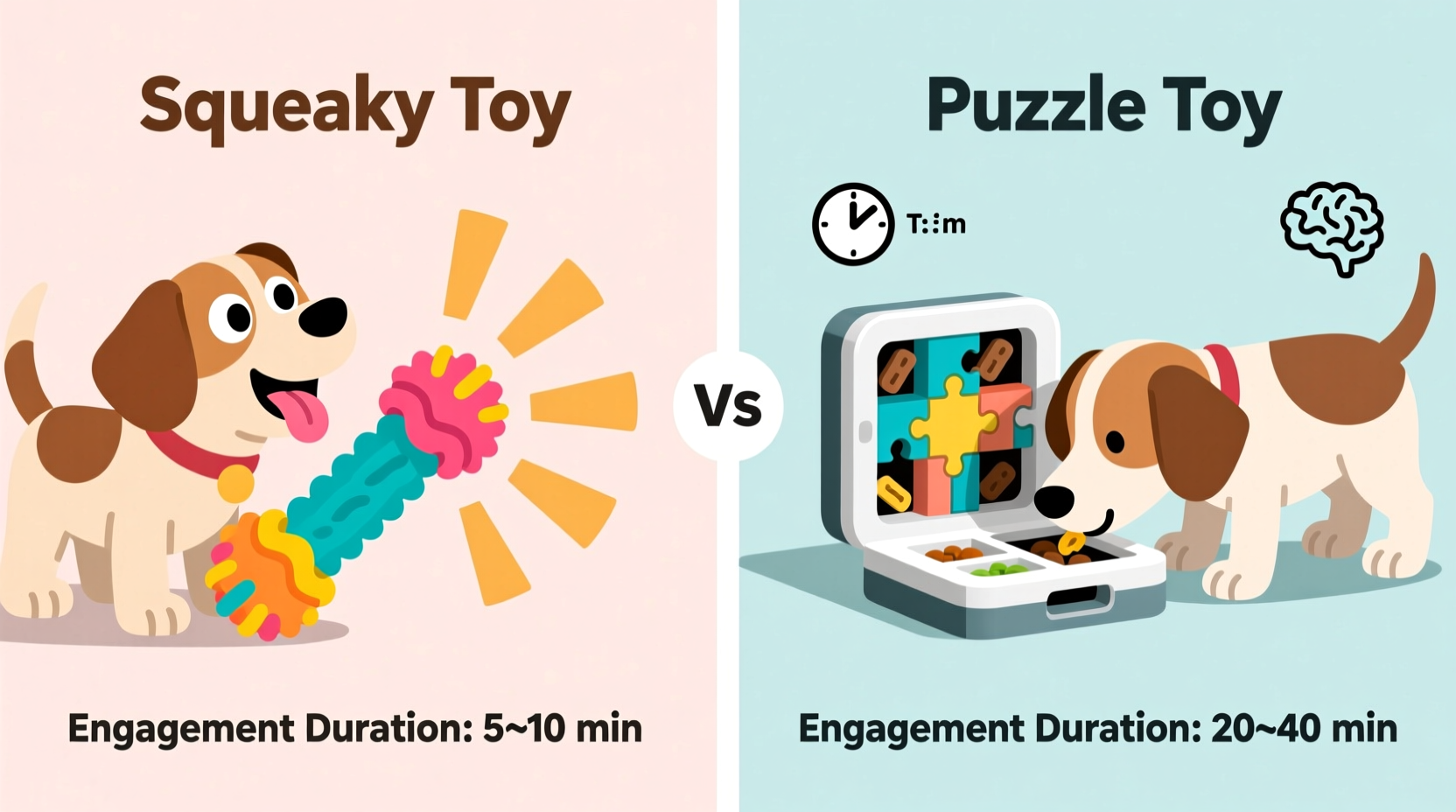 squeaky vs puzzle toys which one keeps your dog busy longer