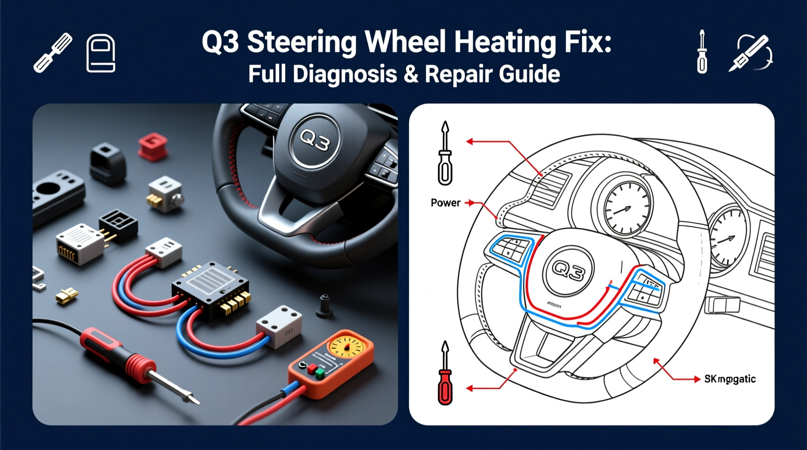 q3 steering wheel heating fix