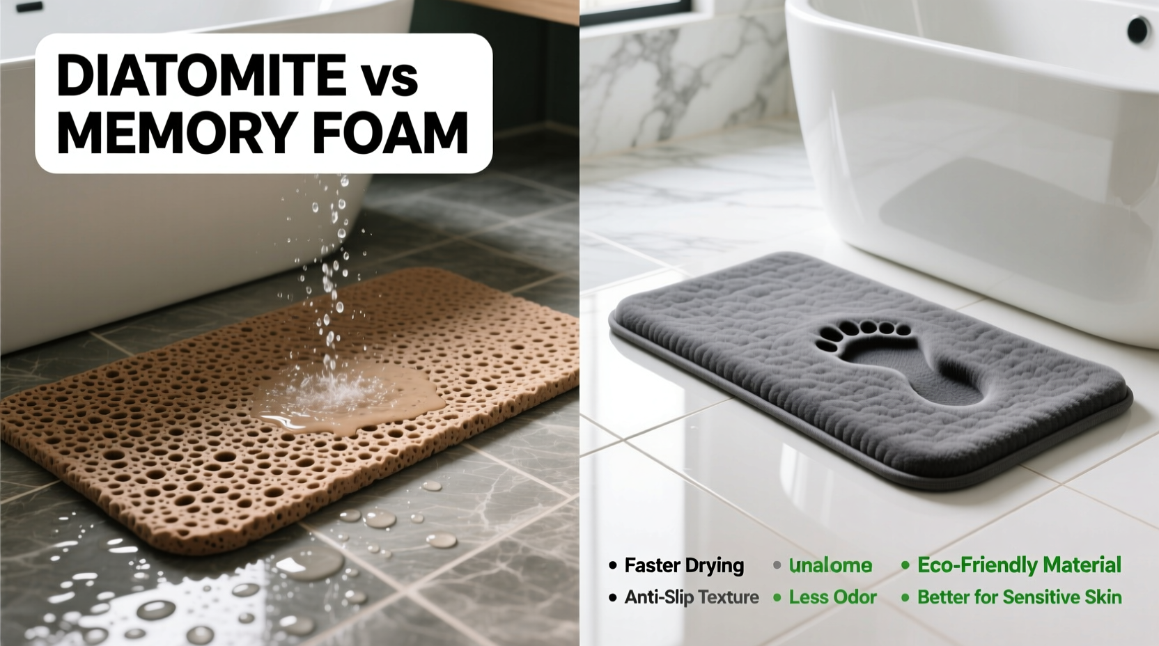 diatomite vs memory foam bath mats why are so many people switching