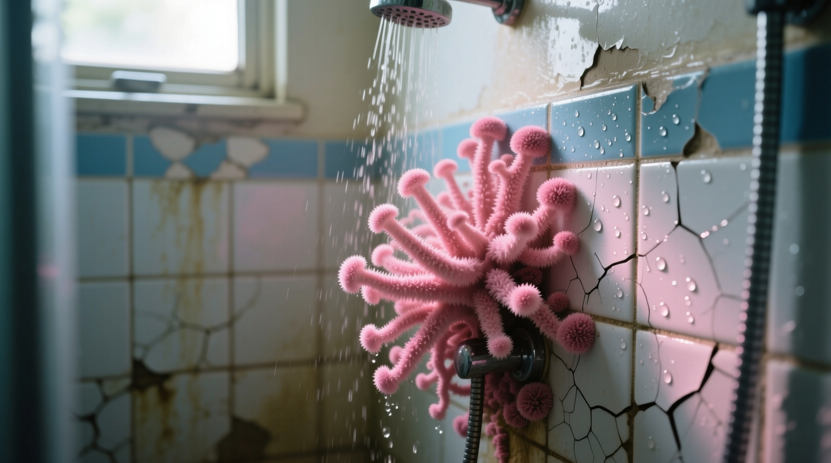 pink mold in shower