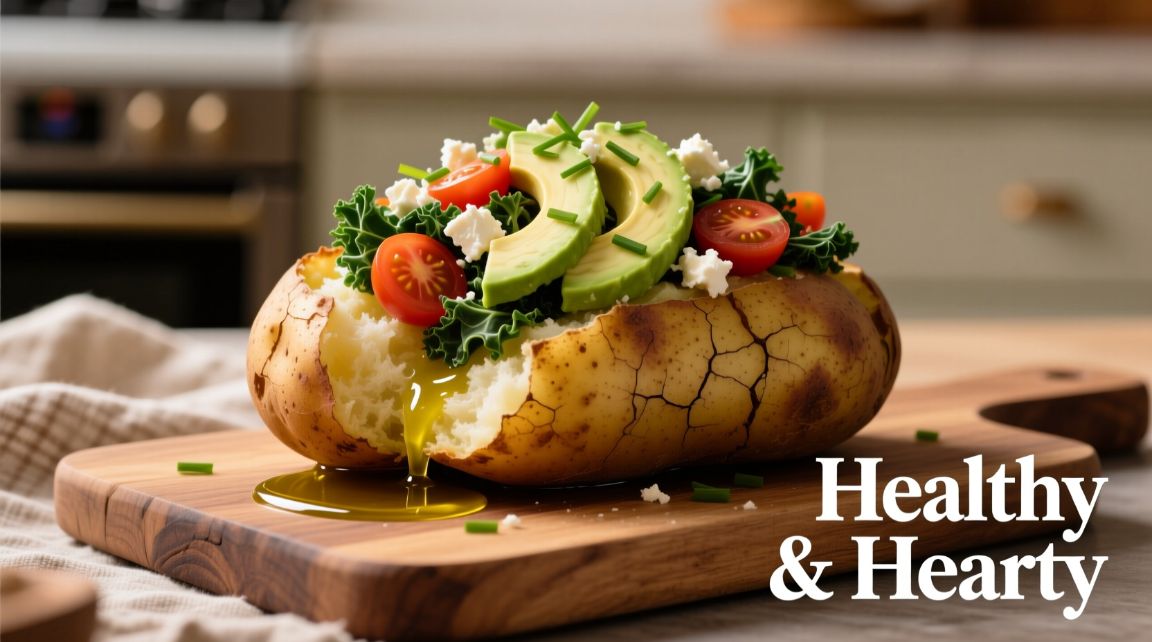 Baked potato with healthy toppings