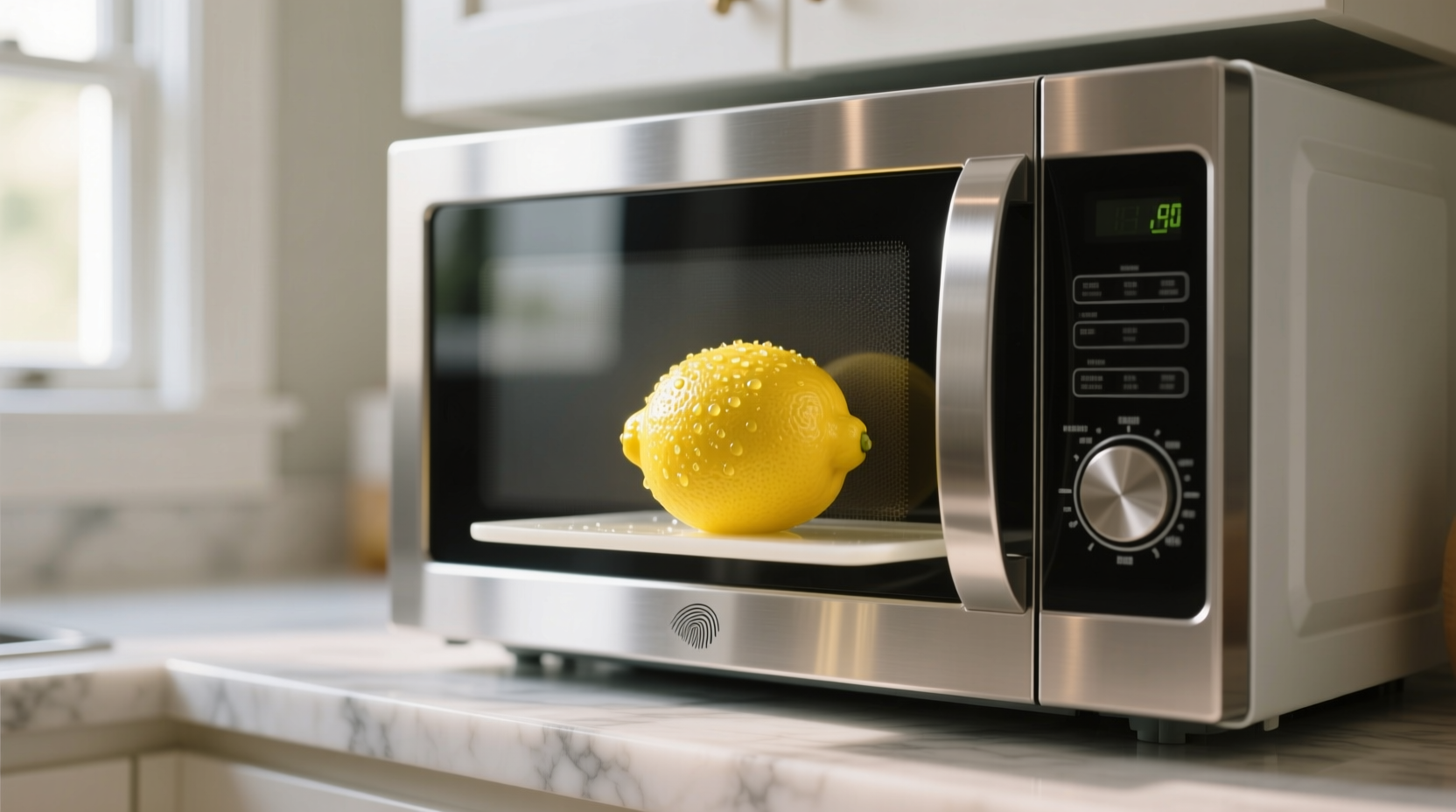 clean microwave with lemon
