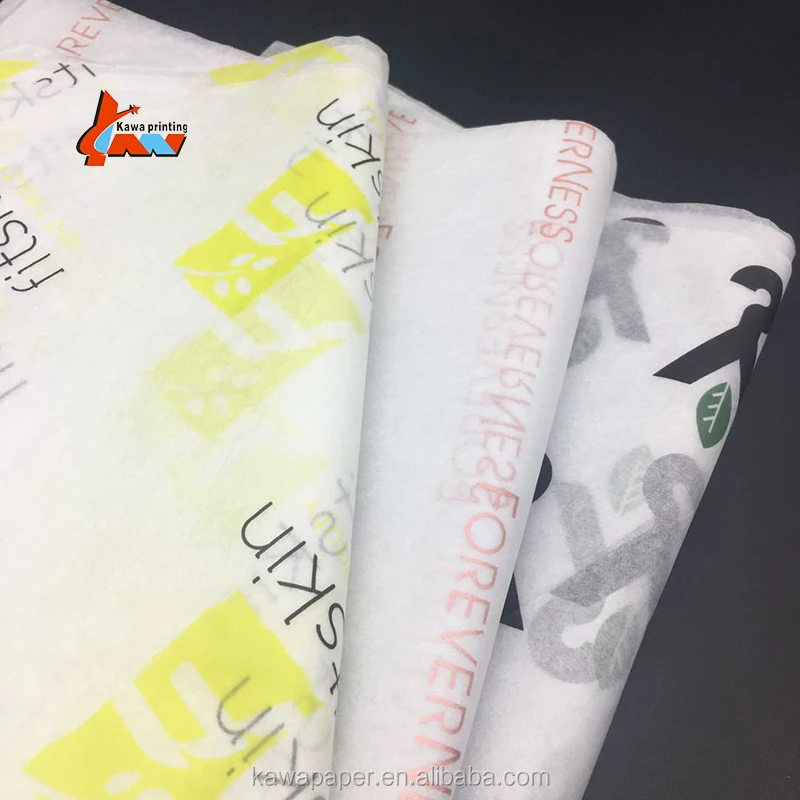 White silk paper with white logo custom printed tissue wrapping paper sheets