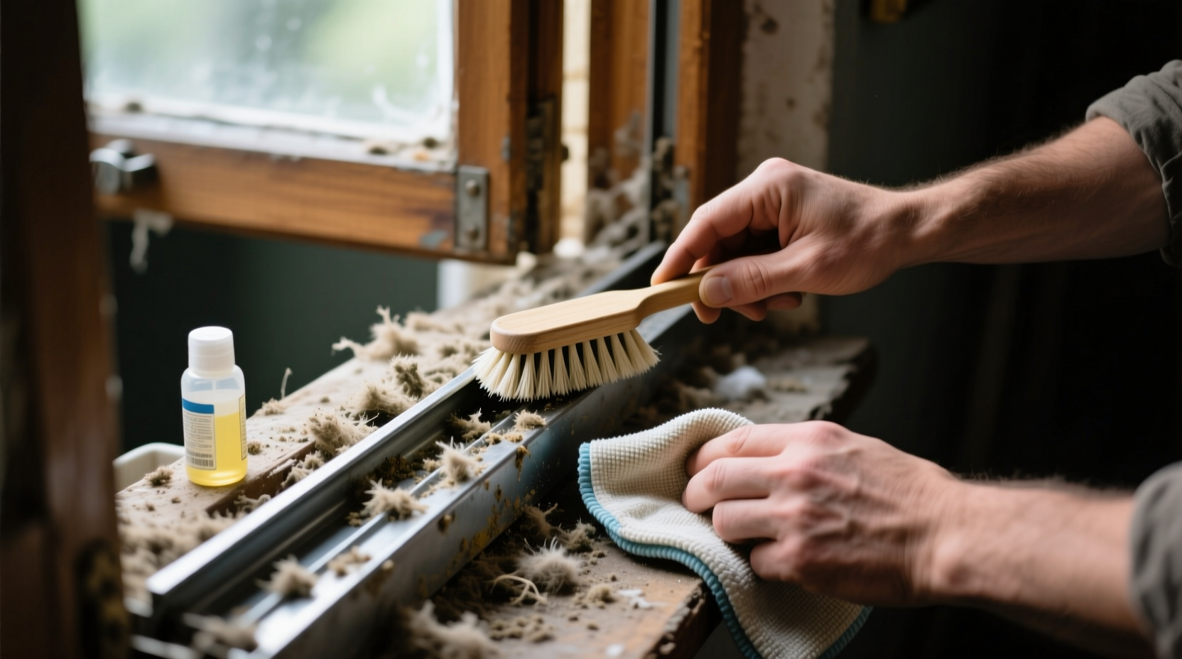 how to clean window and door tracks