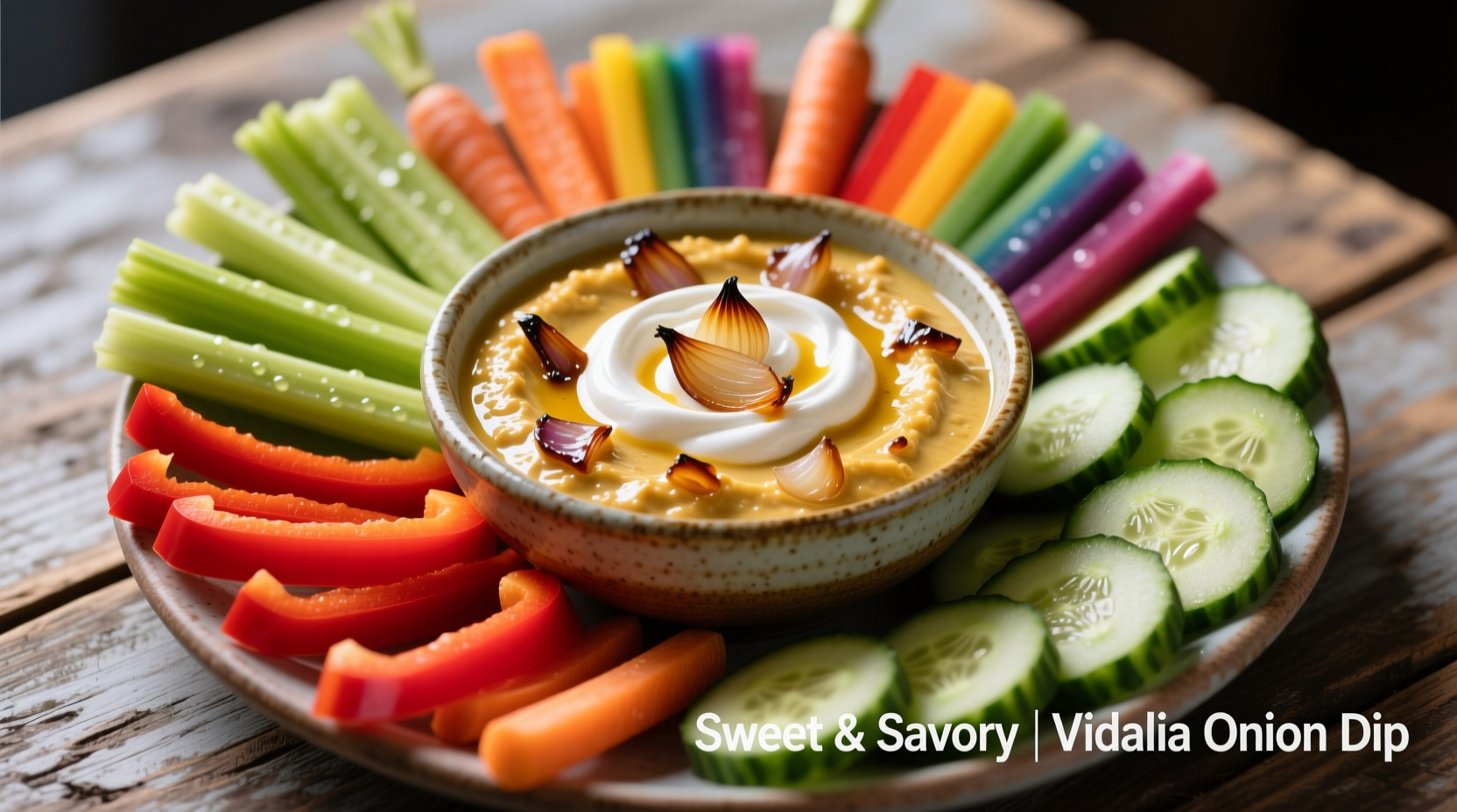 Vidalia onion dip with fresh vegetables