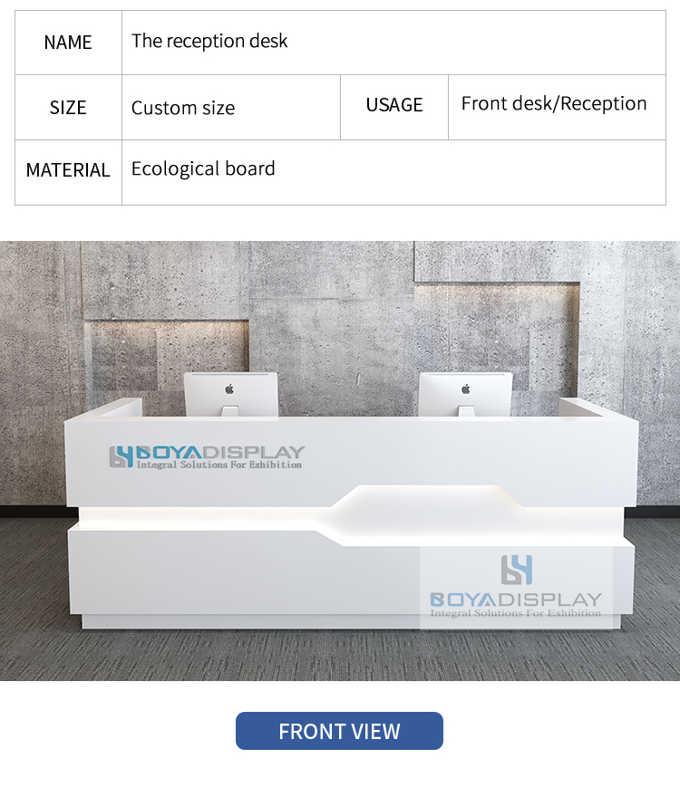 Light luxury white glossy with LED light reception desk salon reception front desk office
