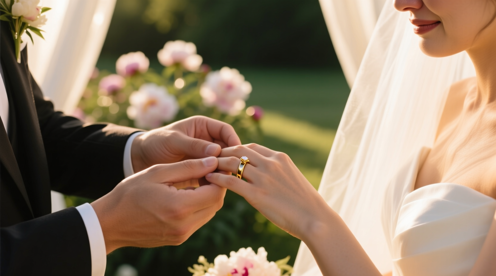 does the wedding band go first