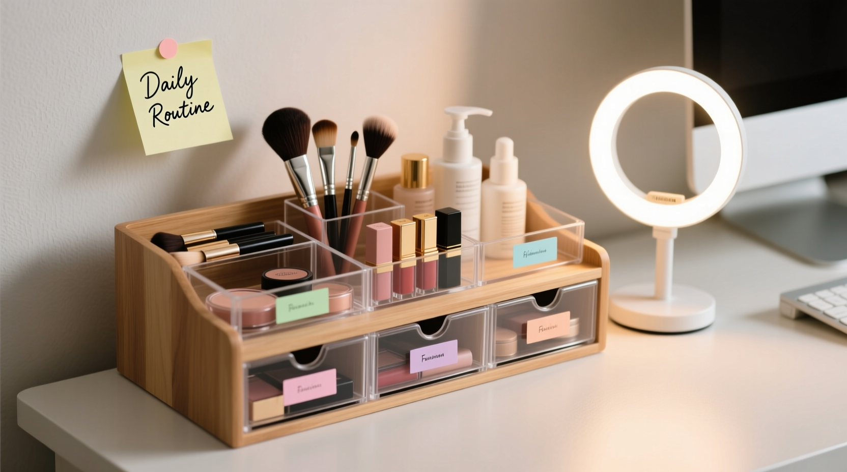 creative and practical tips for storing cosmetics in a desktop organizer