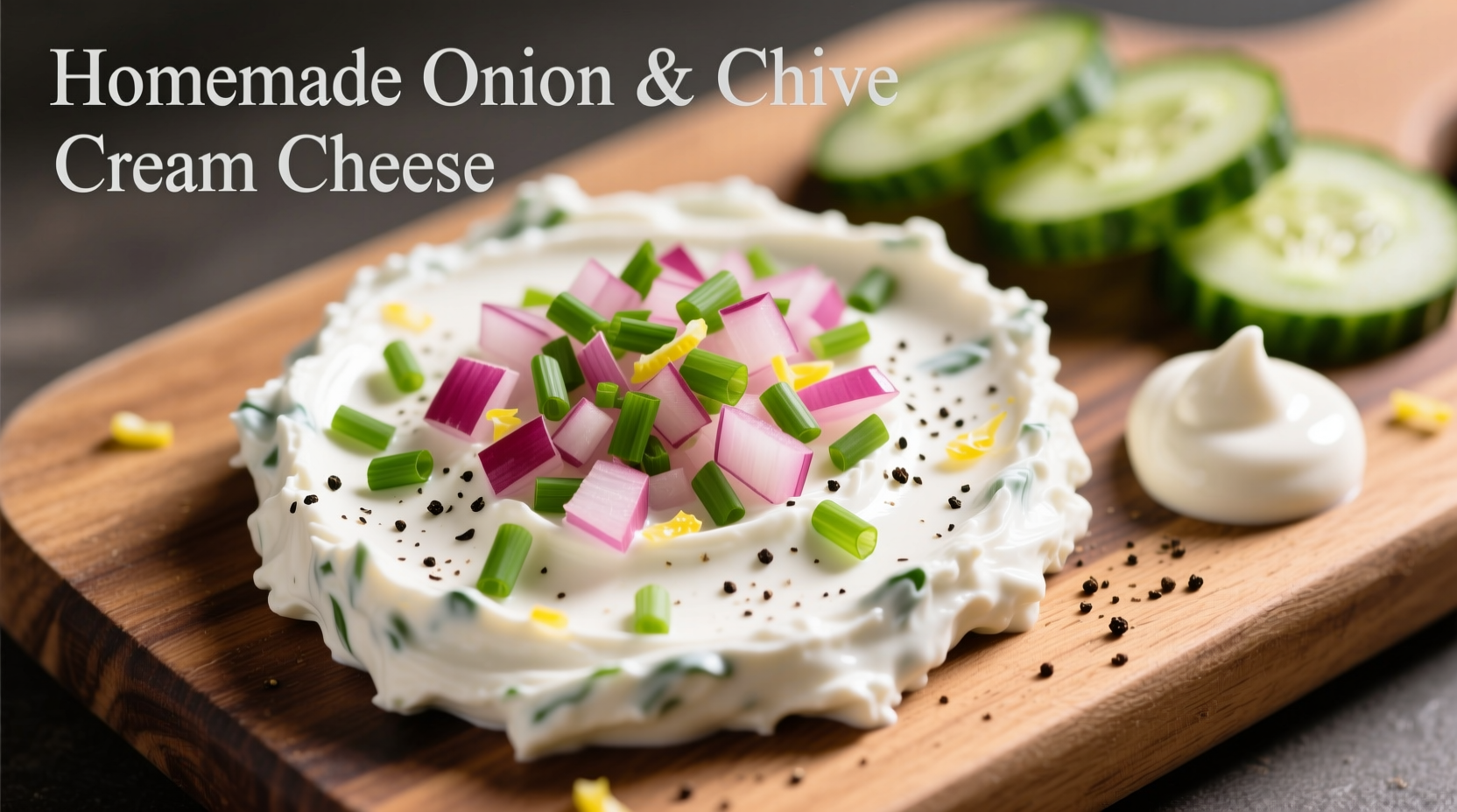Homemade cream cheese spread with onion and chives