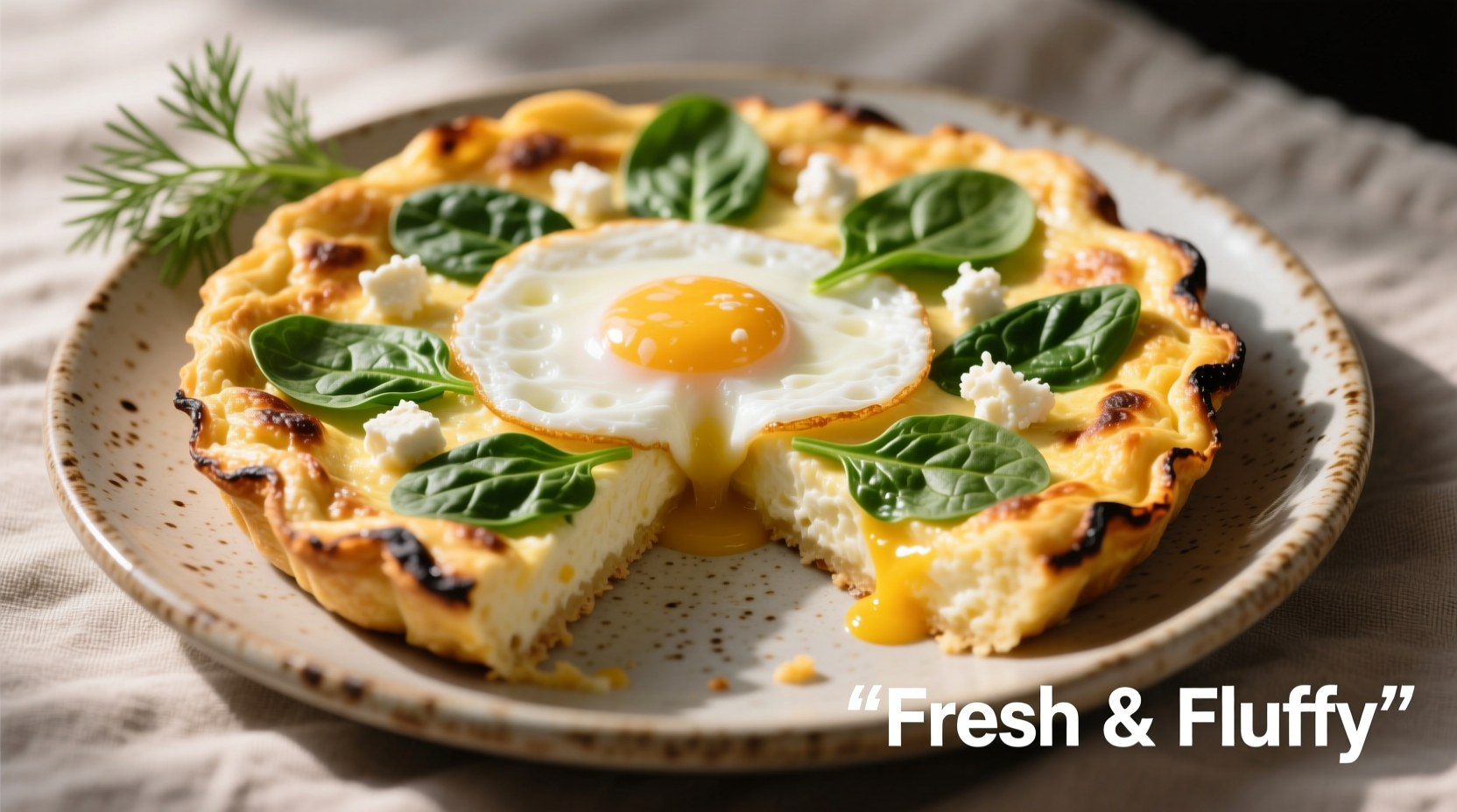 Fluffy egg white frittata with spinach and feta