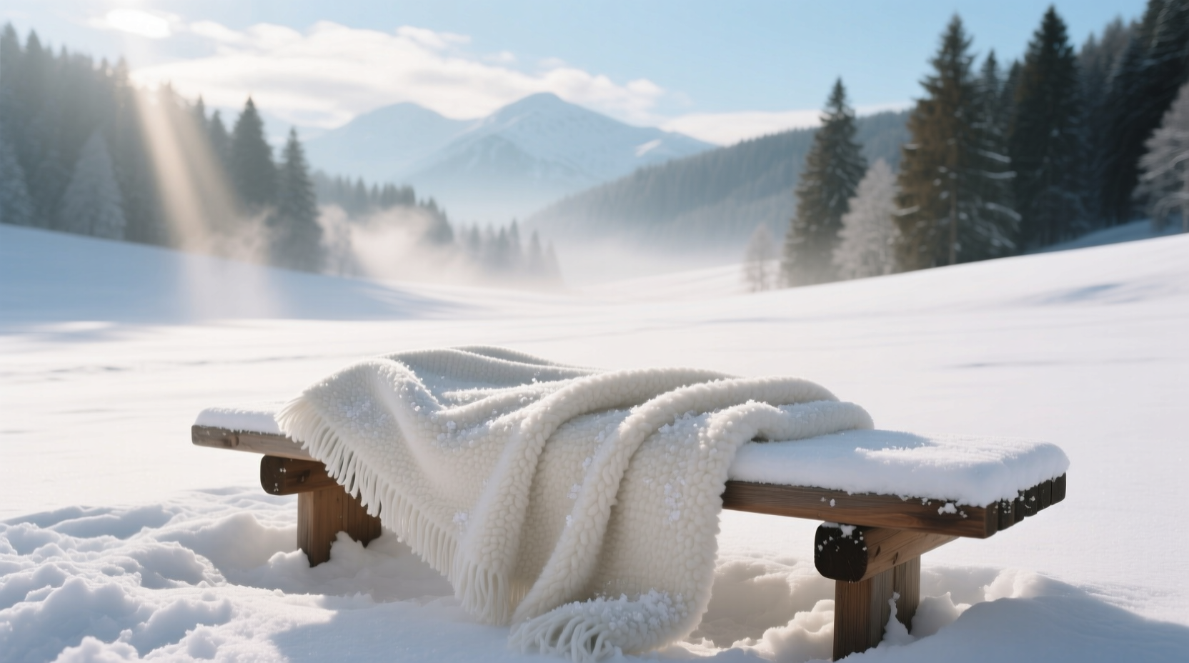 clean wool blankets with fresh snow
