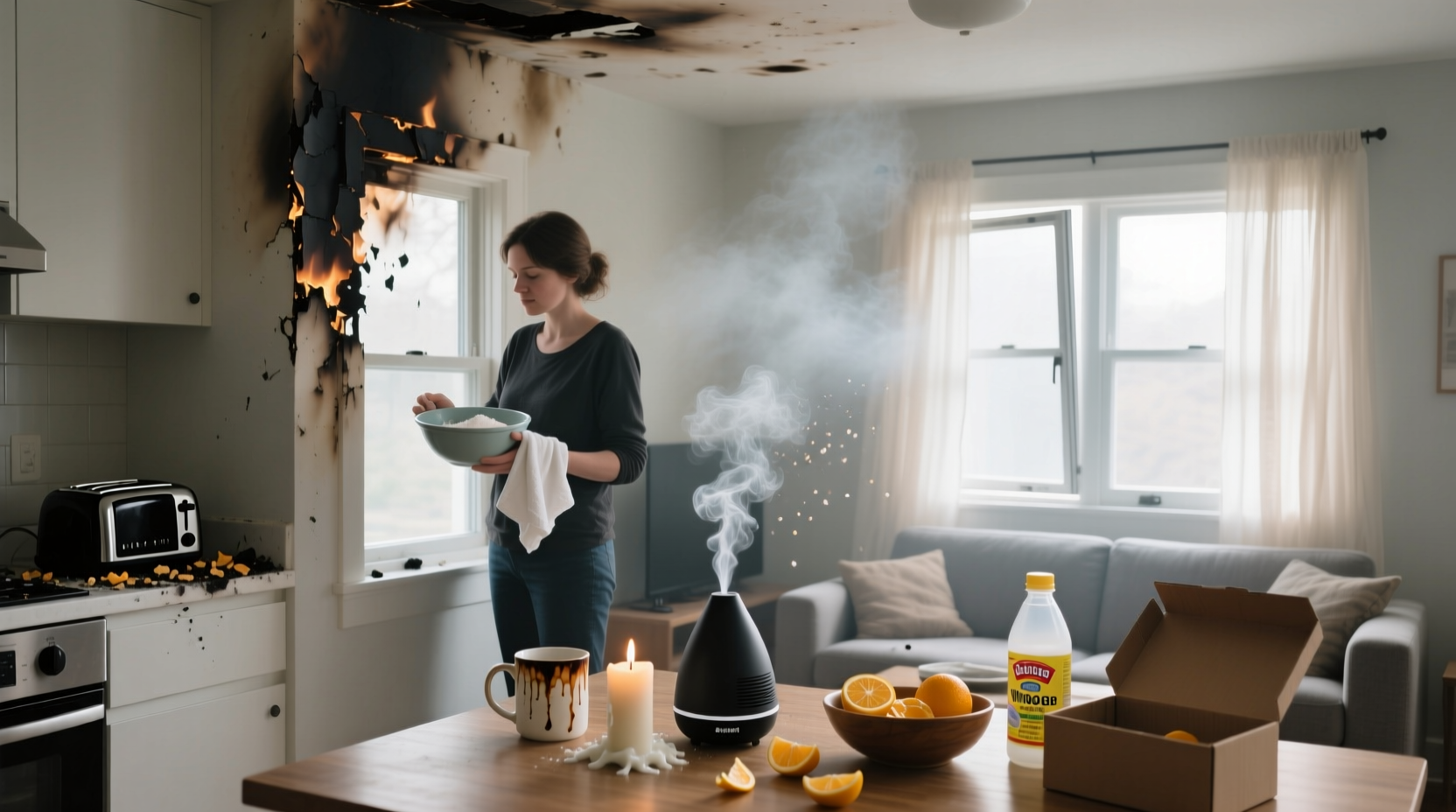 how to get burnt smell out of house