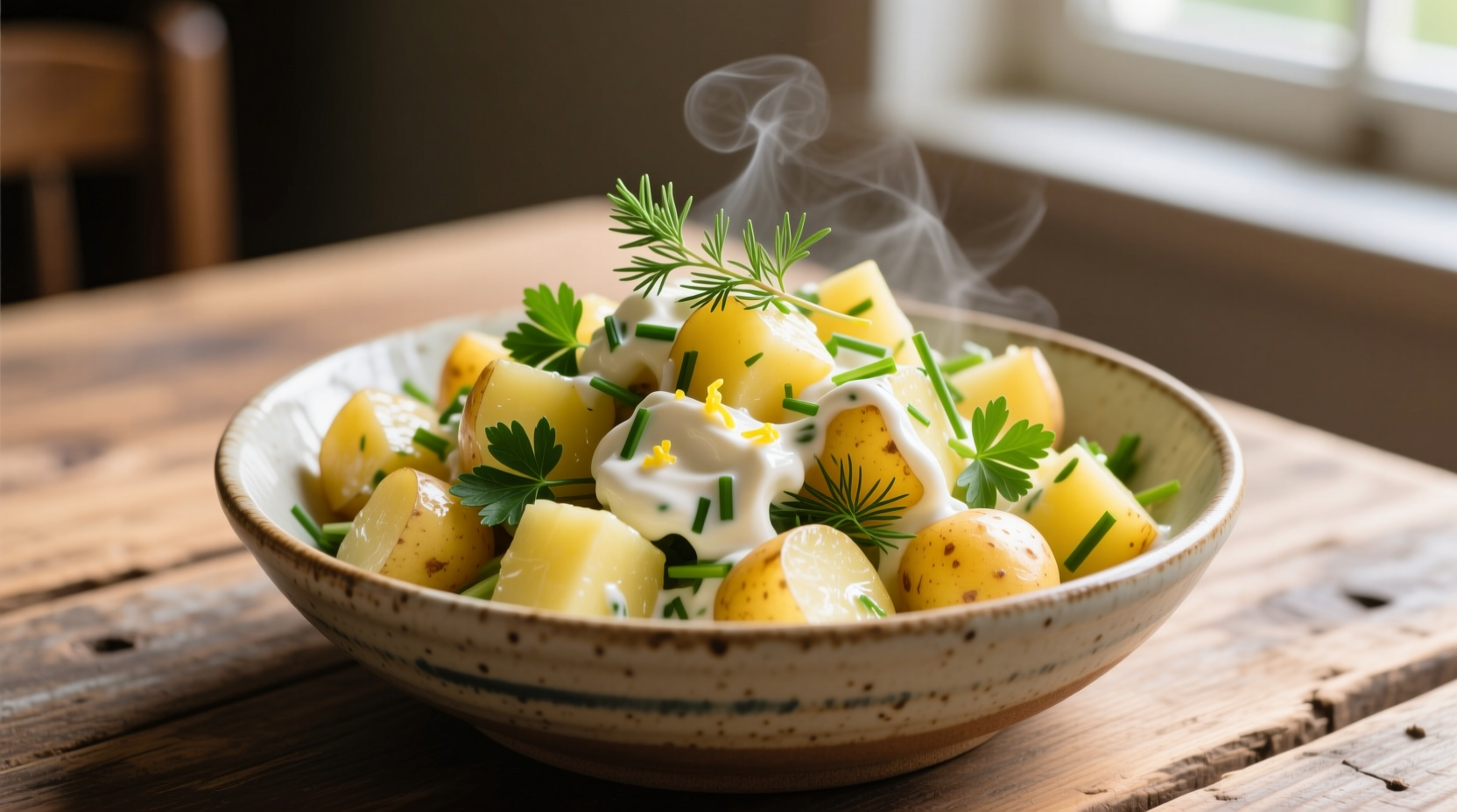 Quick potato salad with fresh herbs and creamy dressing