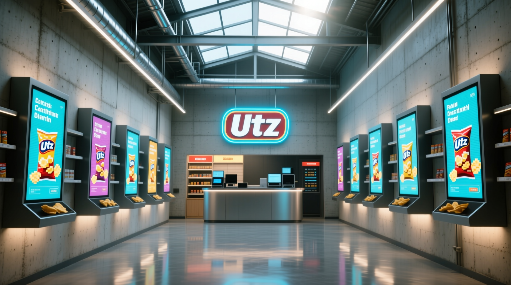 UTZ factory store interior with chip displays