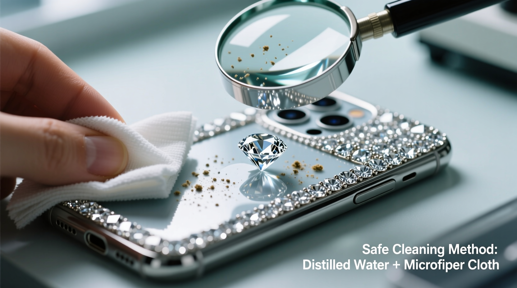effective methods to safely remove dirt from encrusted diamond phone cases without damage