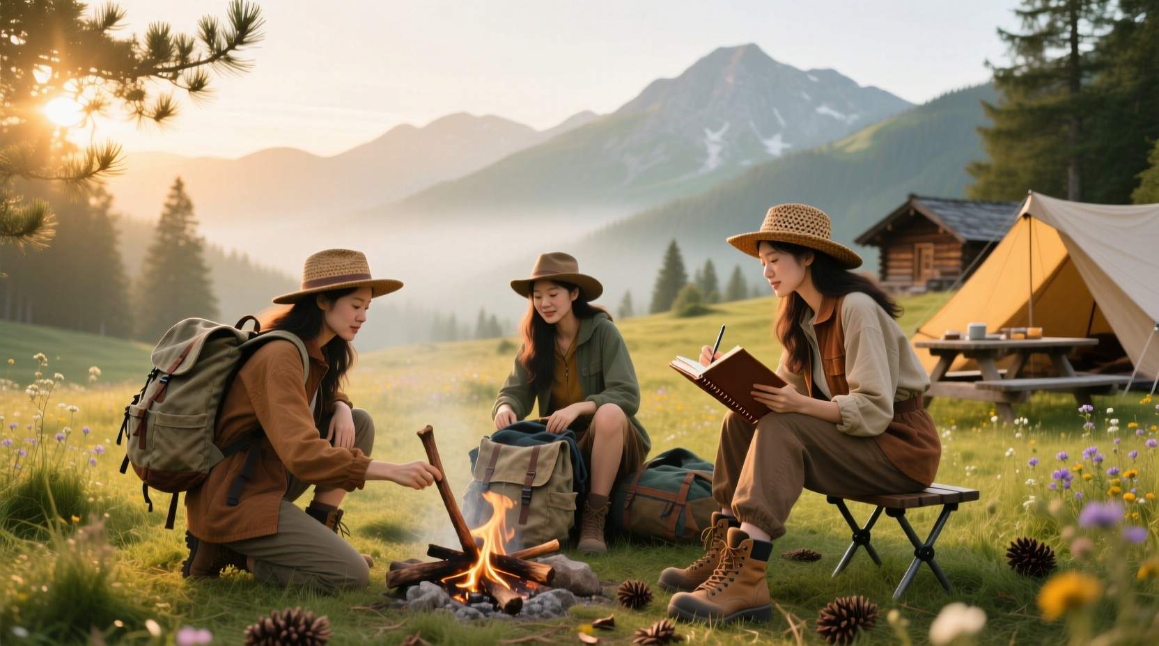 women camping safely confidently