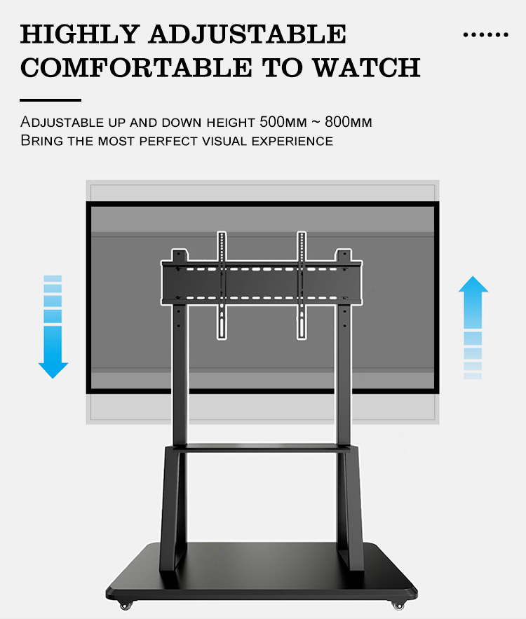 Rolling Mobile TV Cart 75 Inch For Classroom Exhibition Hall