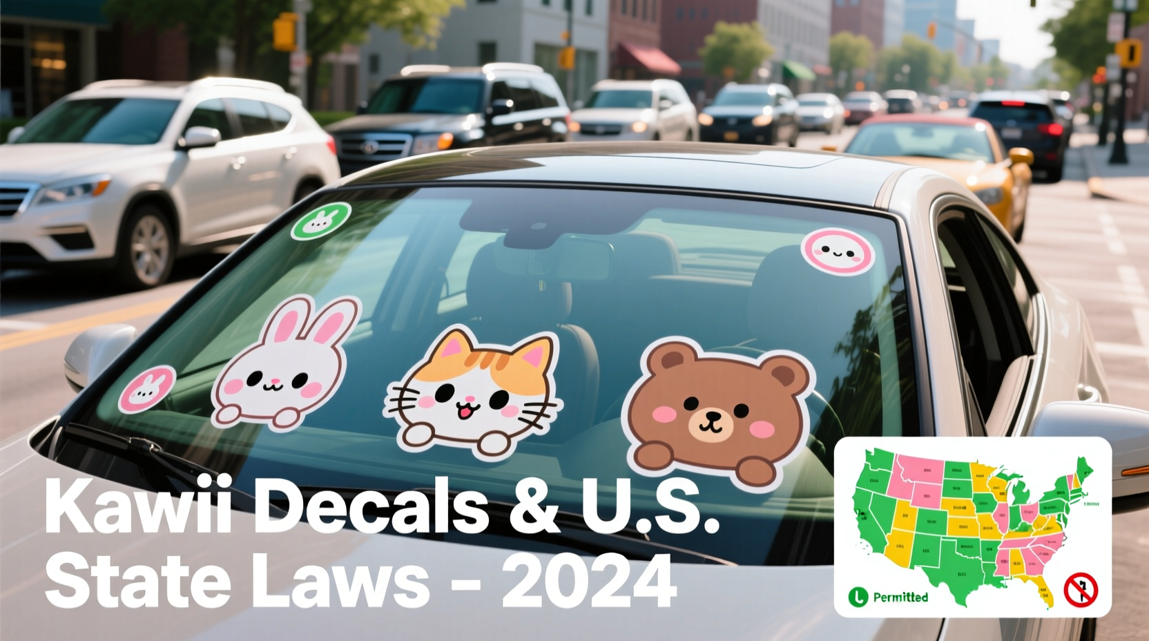 kawaii decals windshield law