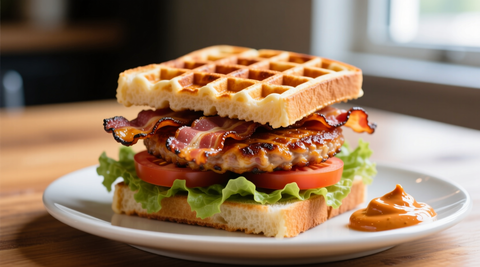 make a better blt with a waffled bacon patty