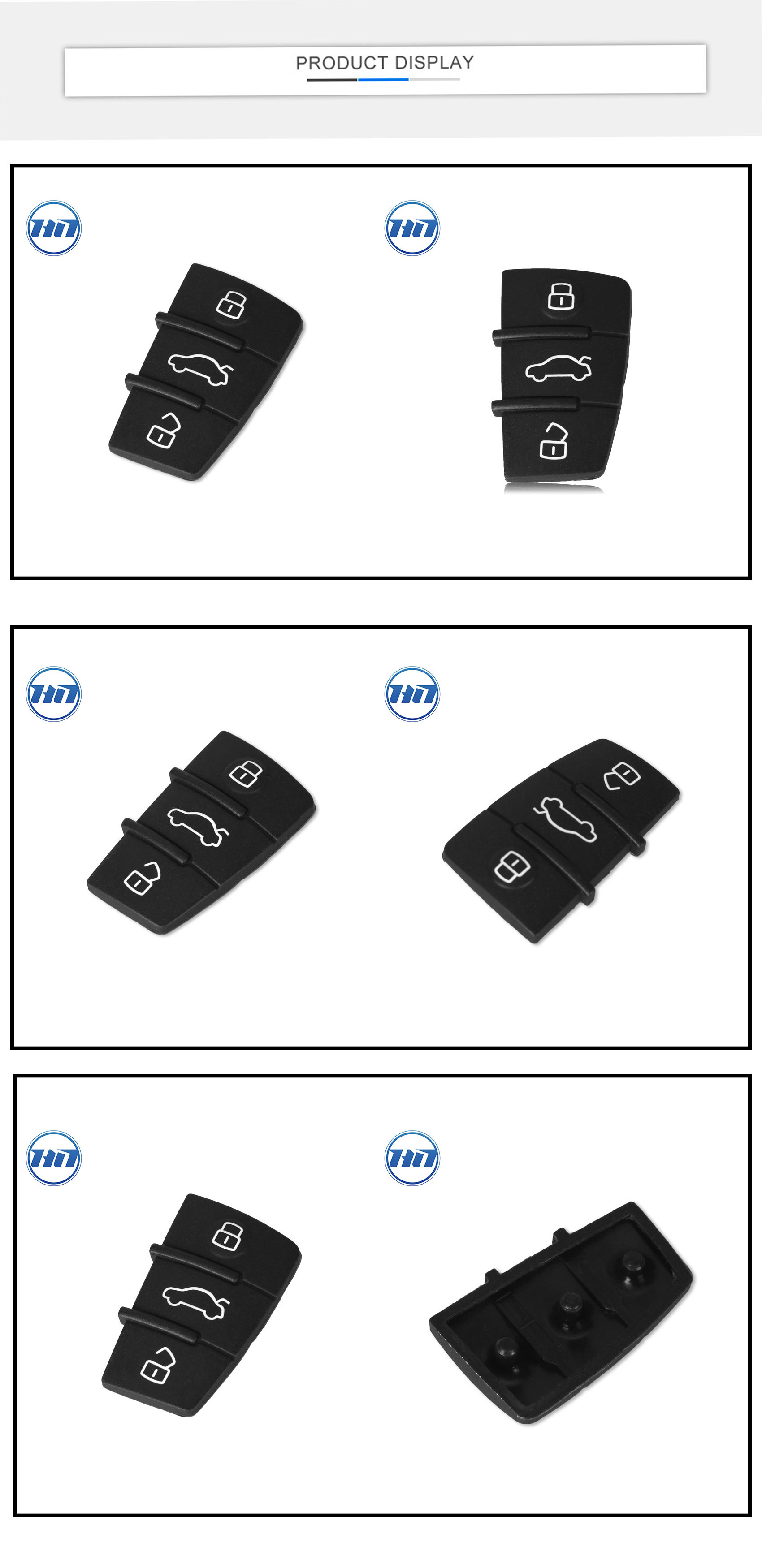 3 Button Pad Remote Flip Key Fob For Audi A3/A4/A5/A6/A8/Q5/Q7/TT S LINE RS Car Key Pad Rubber