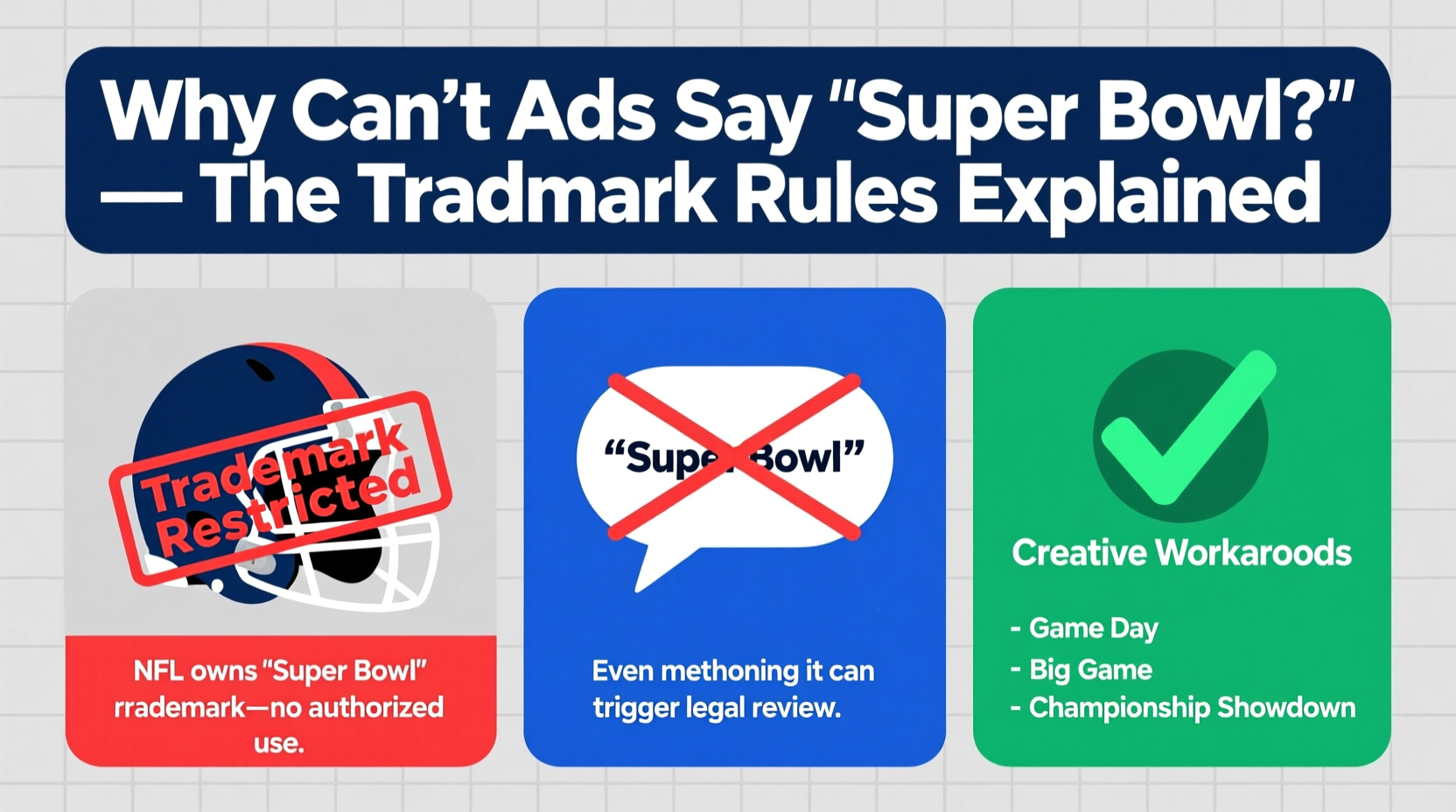 why cant ads say super bowl trademark advertising rules