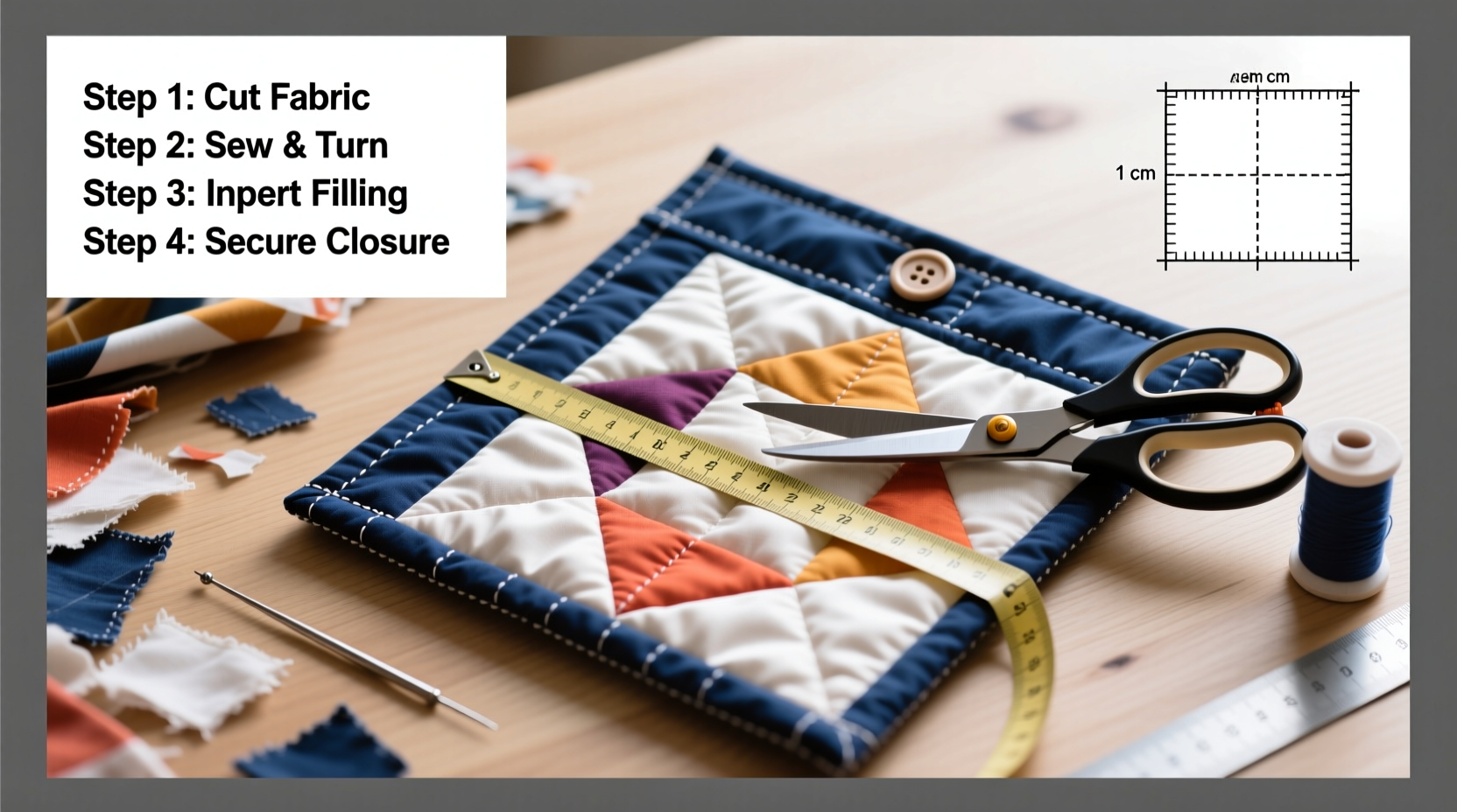 step by step guide how to make a stylish cover for an easy square puff quilt