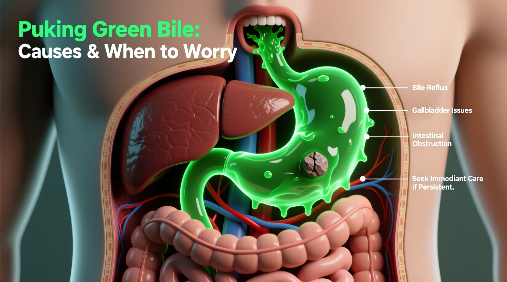 puking green bile causes meaning and when to worry