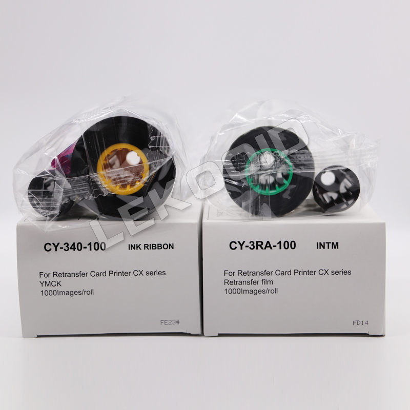 カードプリンター CY-340-100 フィルムリボン CY-3RA-100 Original JVC CY-340-100D YMCK Ribbon & CY-3RA-100 Retransfer Film