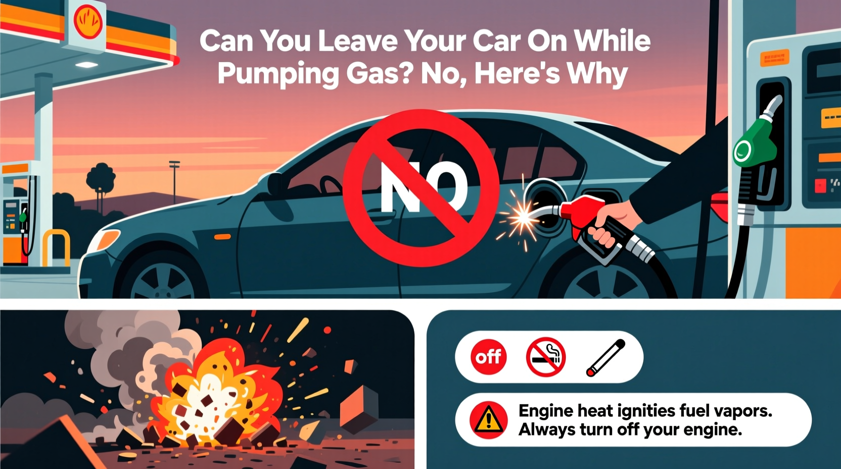 can i leave my car on while pumping gas