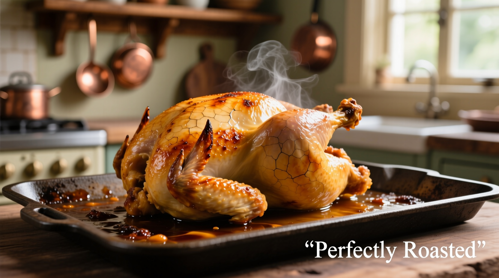 Perfectly roasted chicken on baking sheet