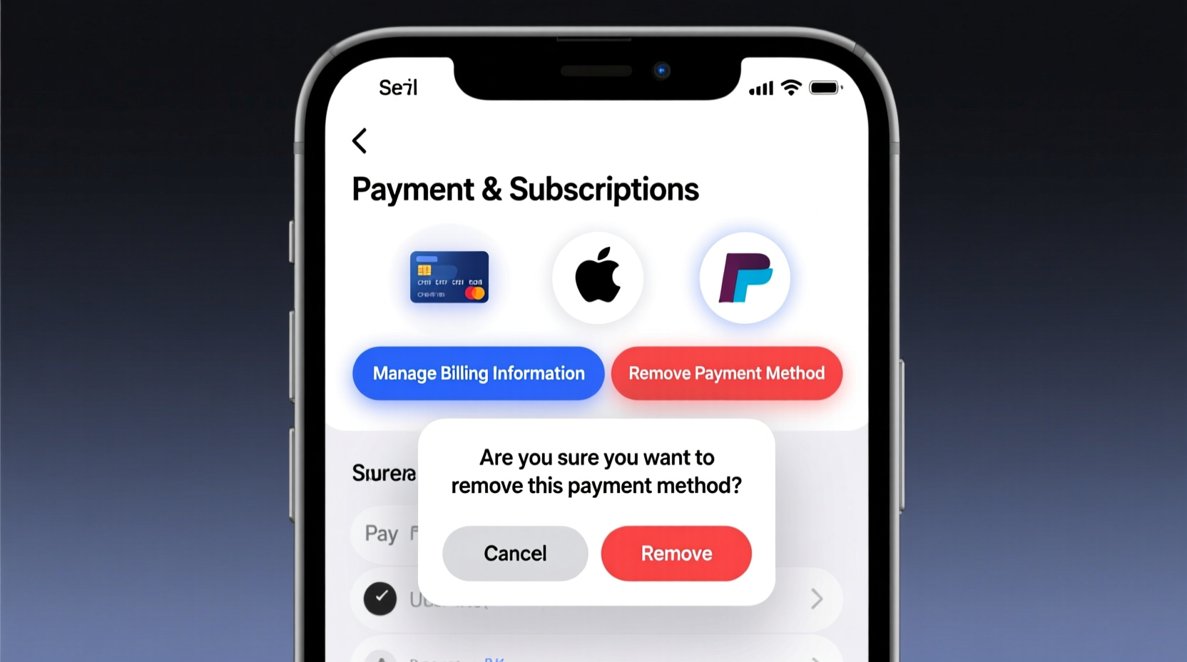 how to remove and manage billing information on the app store for secure purchases
