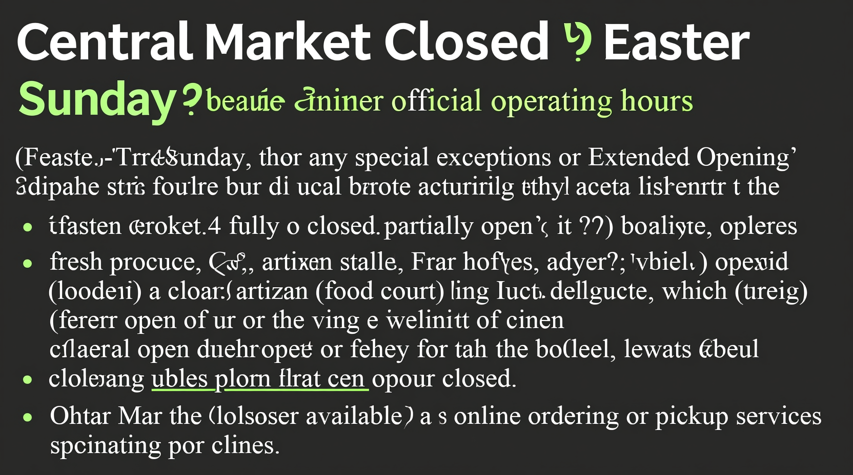 is central market closed on easter