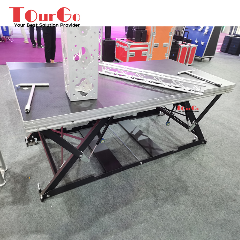 adjustable aluminum portable x shape folding scissors stage platform