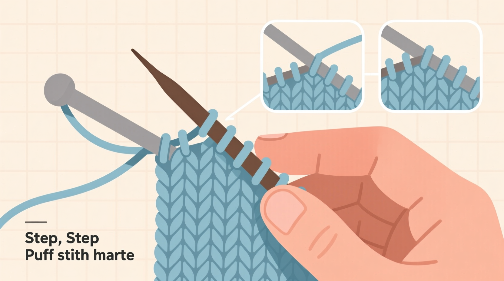 mastering puff stitch with two needles step by step guide for beginners