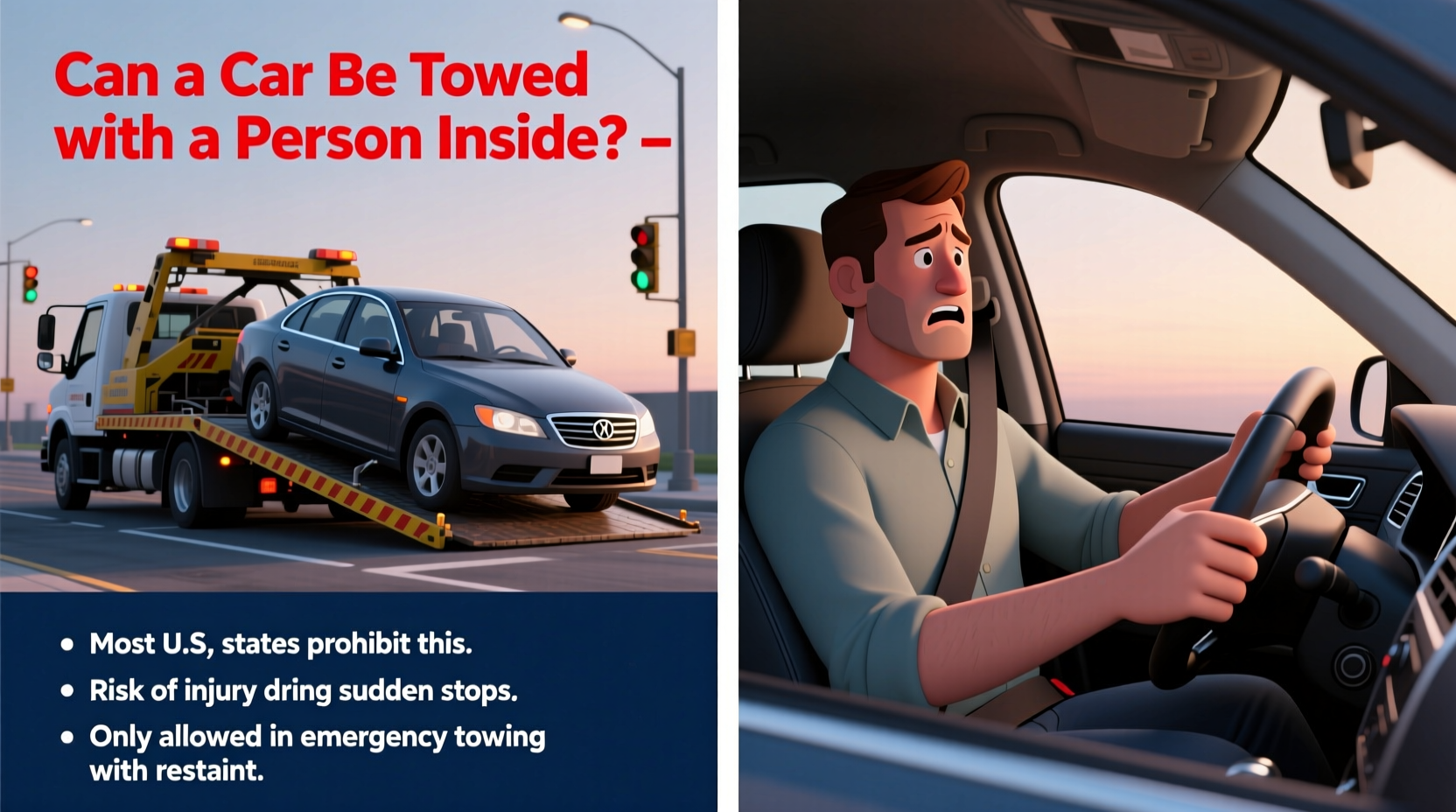 can a car be towed with a person inside