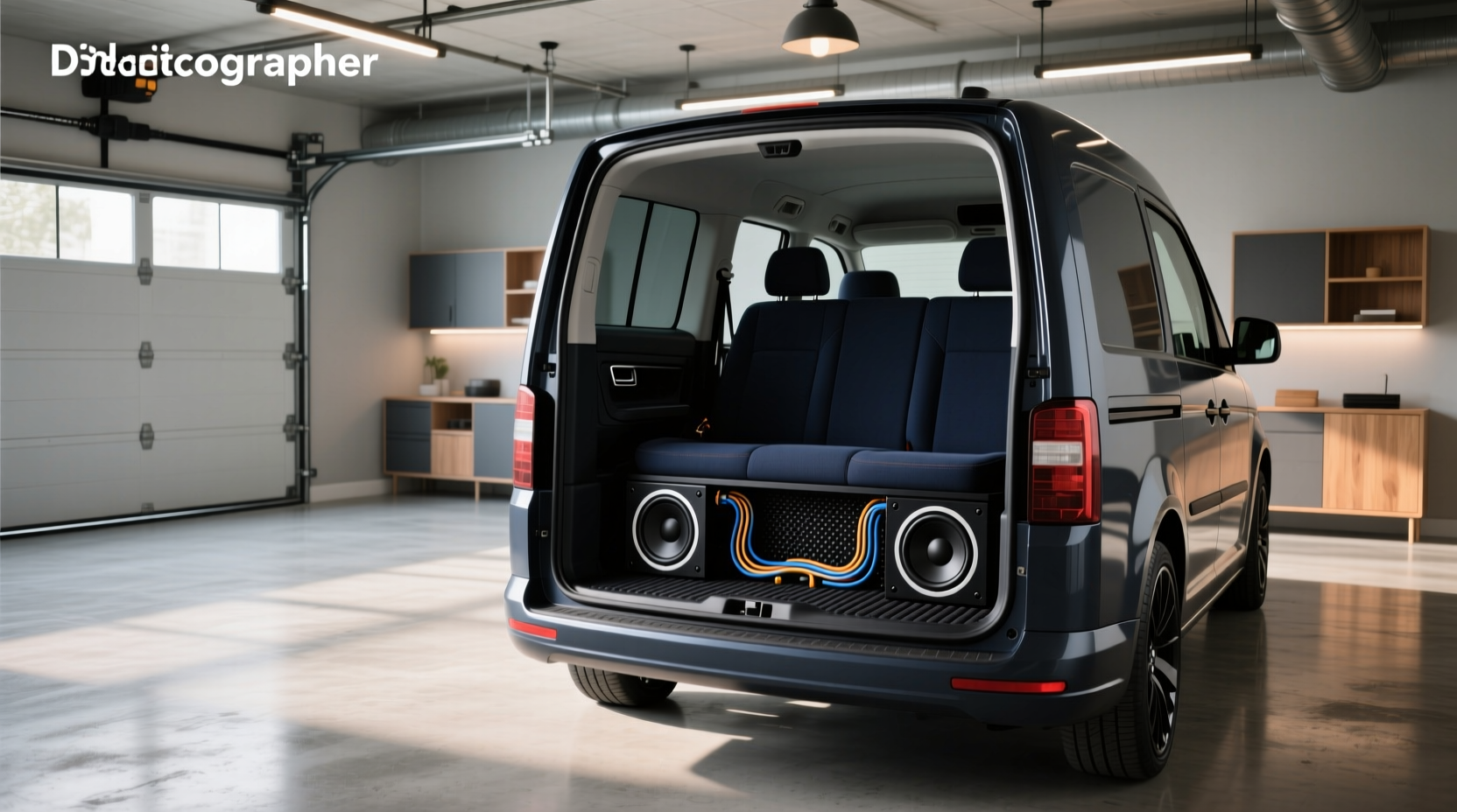 VW Caddy under seat subwoofer installed beneath front seat