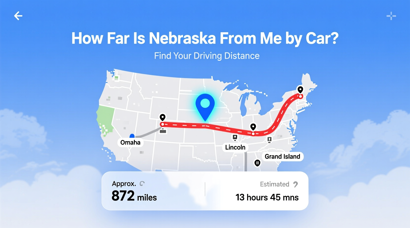 how far is nebraska from me by car