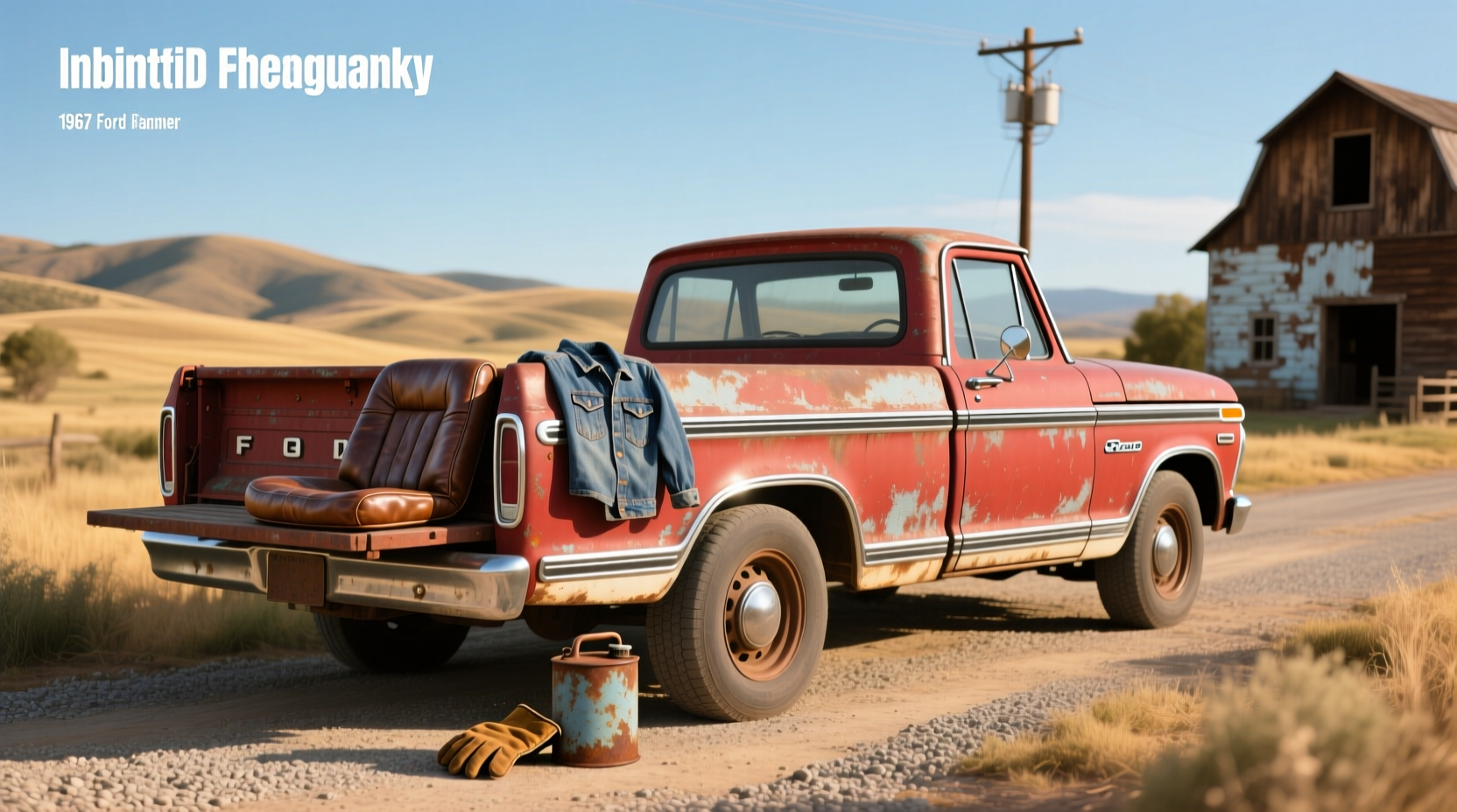 Side view of a restored 1967 Ford F250 pickup truck on a sunny day