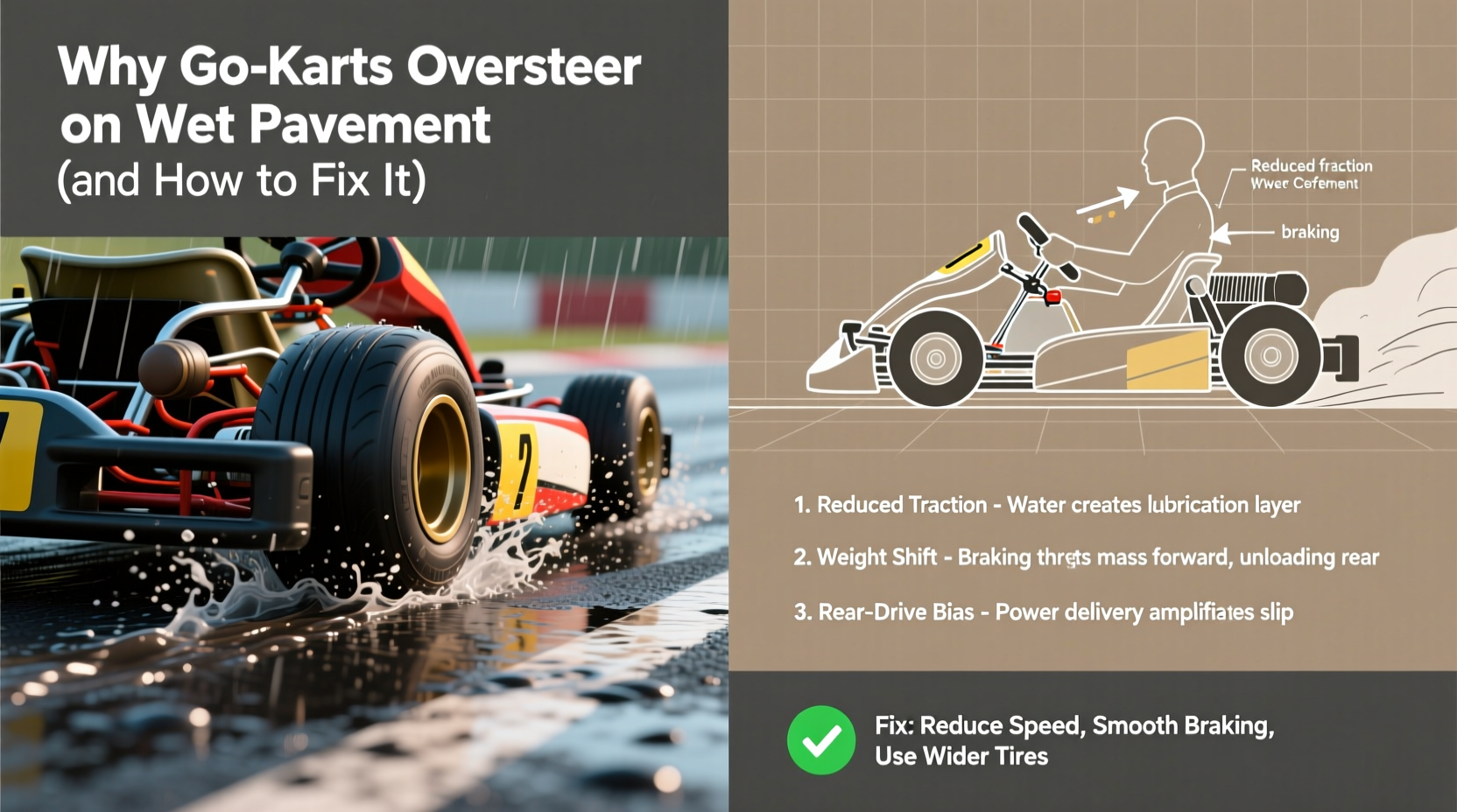 go kart oversteer wet pavement
