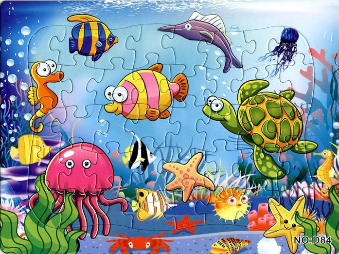 40 Pieces Paper Puzzle Diy Toys Underwater World Jigsaw Puzzle for Kids