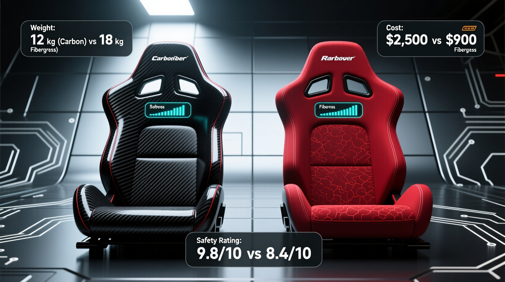 Carbon vs Fiberglass Red Racing Seats: Weight, Cost & Safety Compared