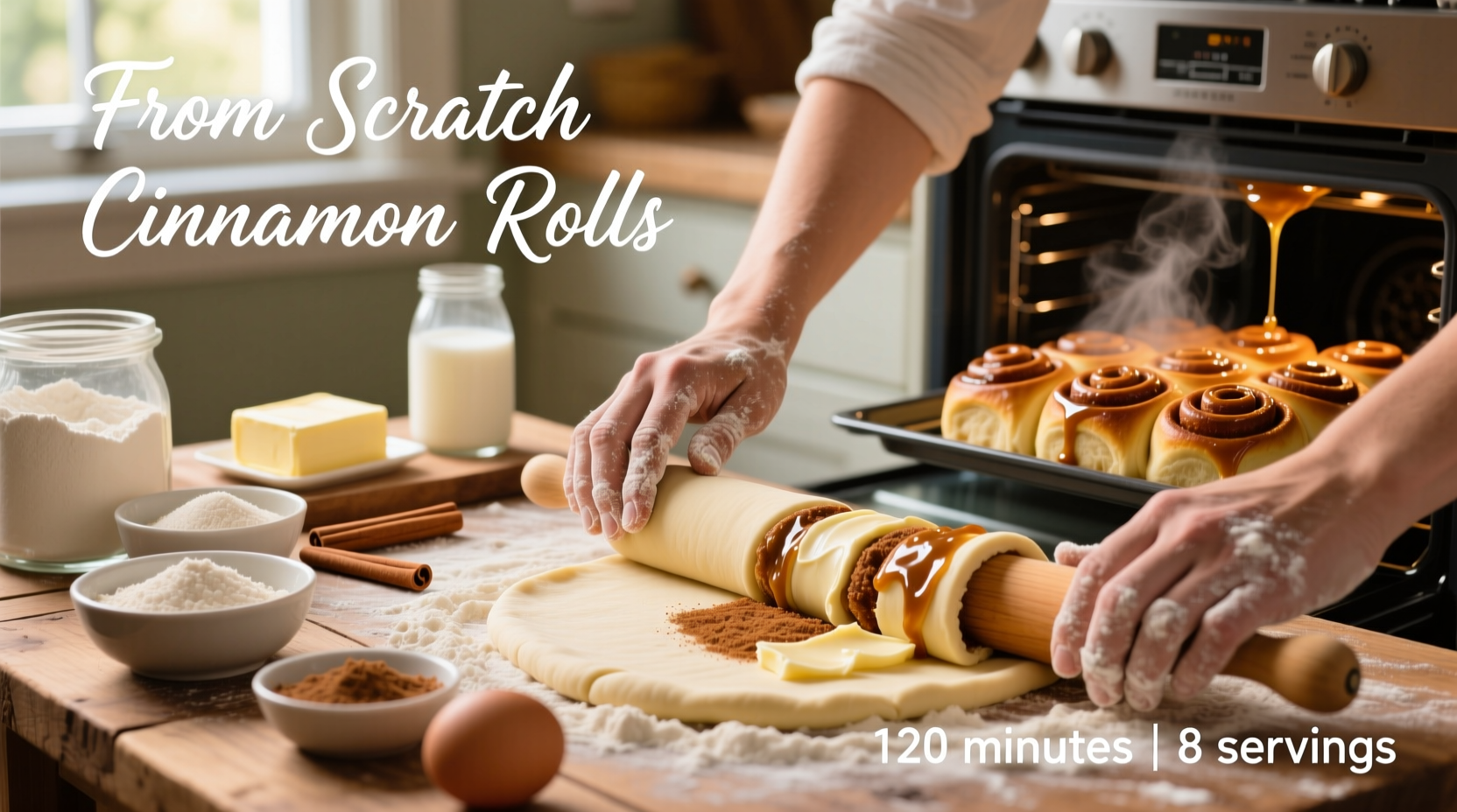 Korrekte Zimtfüllung auf ausgerolltem Teig