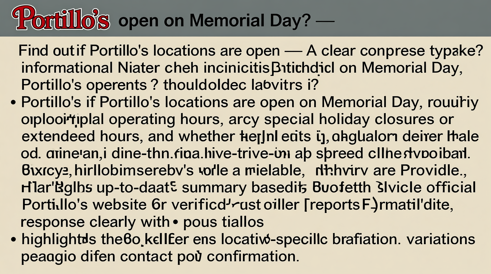 is portillos open on memorial day
