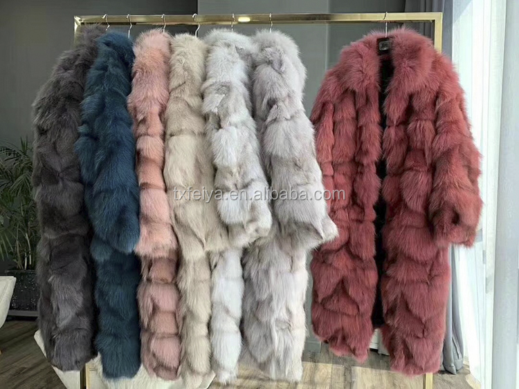 New Arrival Clothes Women Winter Genuine multi color Dyed Fox Fur Jacket Fur Coat
