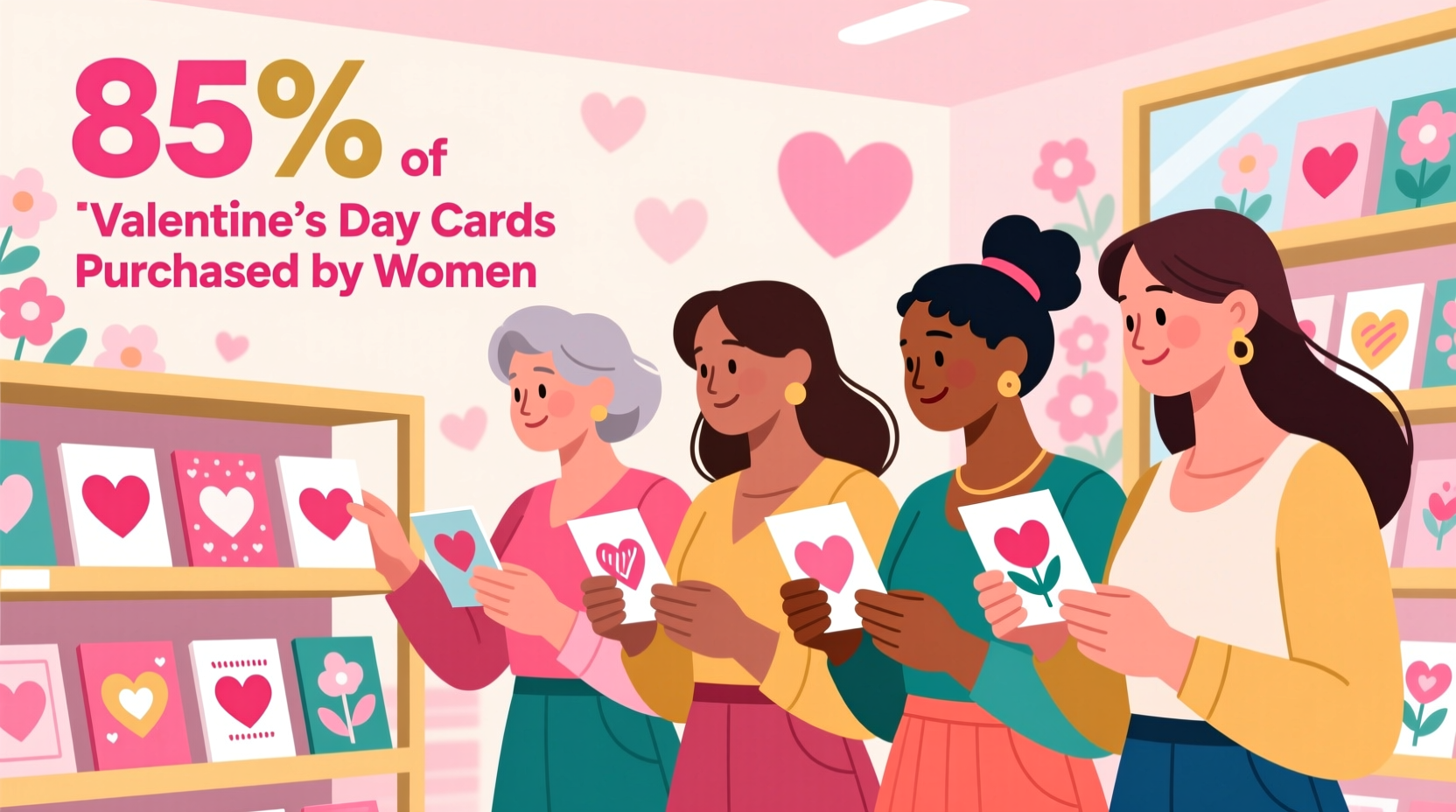 what percentage of valentines day cards are purchased by women